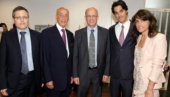 From left: Alliance Center Director Prof. Meir Litvak, Lord David Alliance, TAU President Joseph Klafter, Lord Alliance's wife and son 