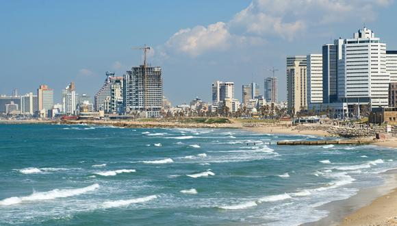 A view of the city of Tel Aviv, located on the shores of the Mediterranean Sea