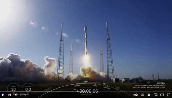 WATCH: TAU-SAT3 was successfully launched to space on January 3, 4:45pm Israel time (Credit: from SpaceX's launch video)